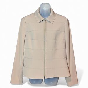 Carlisle Full Zip Front Women's Size 12 Blazer Jacket Beige/Cream Work Office